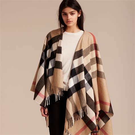 burberry check wool cashmere poncho|burberry wrap.